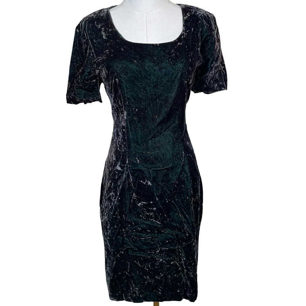 Vintage My Michelle Mini Crushed Velvet Dress Womens 11/12 Green Whimsigoth 90s